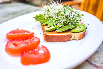 Mexican breakfast with avocado, Yucatan