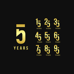 Set Years Anniversary Gold Number Vector Design