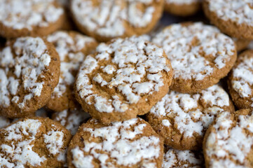 Frosted oatmeal cookies.