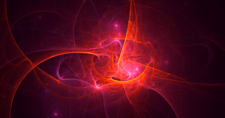 3D rendering abstract red fractal light background