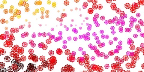 Light Pink, Yellow vector pattern with colored snowflakes.