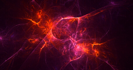 3D rendering abstract red fractal light background