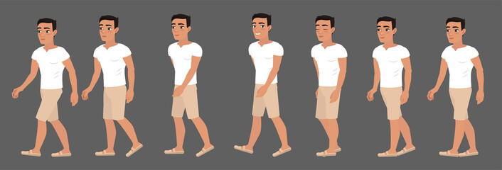 Animation of human gait. Guy, the character for the animation of the walk