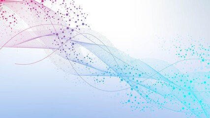 Structure molecule and communication. Dna, atom, neurons. Scientific concept for your design. Connected lines with dots. Medical, technology, chemistry, science background. Vector illustration.