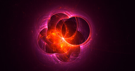 3D rendering abstract red fractal light background
