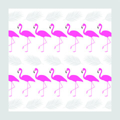 분홍색 플라밍고와 야자잎의 패턴
