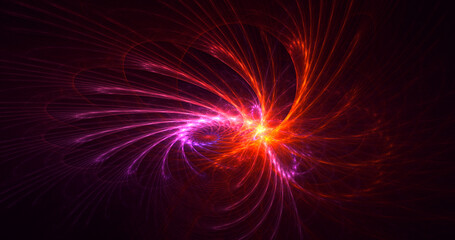 3D rendering abstract red fractal light background