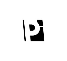 Initial letters Logo black positive/negative space PI