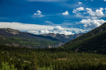 mountain landscape with deep blue sky