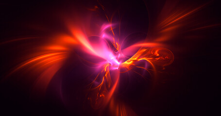 3D rendering abstract red fractal light background