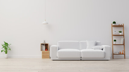 Interior poster mock up living room with colorful white sofa . 3D rendering.