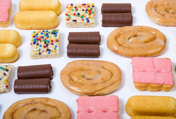 An assortment of junk food items.