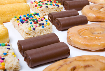 An assortment of junk food items.