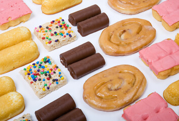 An assortment of junk food items.