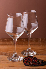 Two glasses of beer for lovers. Octoberfest. Valentines day. Happy couple concept. Bright red background.