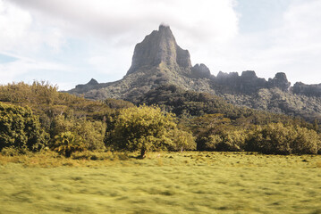 Daily life and nature live together in Moorea, Polynesia, Everywhere there are green mountains and paradise beaches around with a blue sea, and the local people have a simple island life