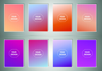 Set of abstract gradient banners. Minimal style color background. Template for wallpaper, mobile app, screen