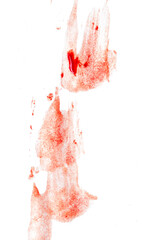 Stains of human blood on a white background.