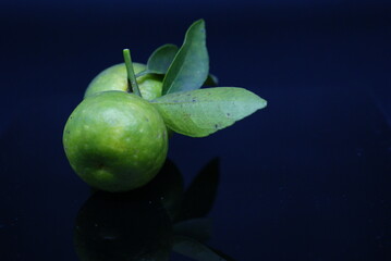 Natural fresh Lime closeup isolated on black background. Selected Focused