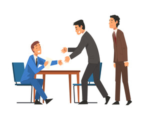 Successful Negotiations, Business Partners Meeting, Businesmen Shaking Hands, Productive Partnership Cartoon Vector Illustration