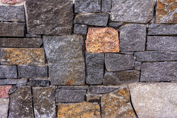 The texture of the stone wall. Part of a stone wall, for background or texture
