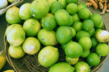 Fresh Juicy Limes in Local Market Sri Lanka
