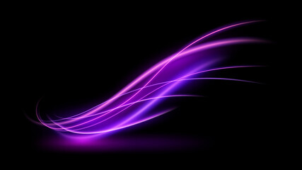 Abstract Wavy Line of light with a Black Background, isolated and easy to edit. Vector Illustration