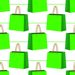 green shopping bags seamless pattern vector illustration