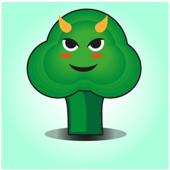 Cute broccoli vegetables emoticon cartoon mascot character design