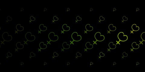 Dark Green vector background with woman symbols.