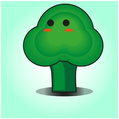 Cute broccoli vegetables emoticon cartoon mascot character design