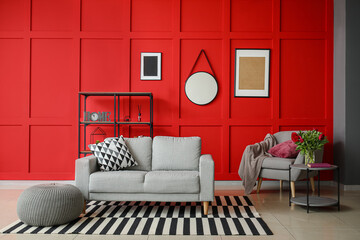 Interior of modern room with mirror