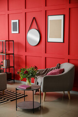 Interior of modern room with mirror