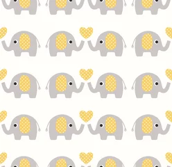 Wall murals Elephant Cute seamless pattern with elephants in pastel colors. Kids illustration.