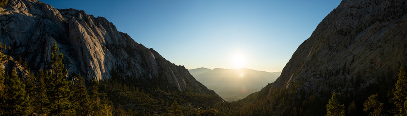 Naklejka na ściany i meble sunrise in the mountain valley