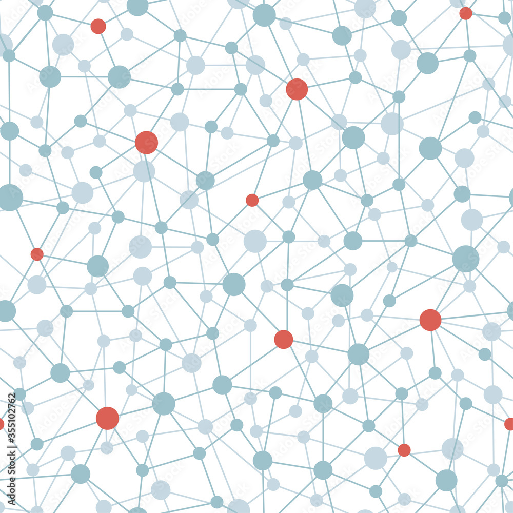 Wall mural neural network seamless pattern. neural network of nodes and connections. vector illustration on whi