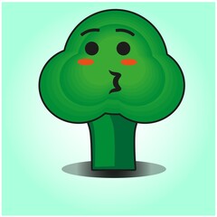 Cute broccoli vegetables emoticon cartoon mascot character design