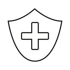 Fototapeta premium medical cross symbol with shield line style