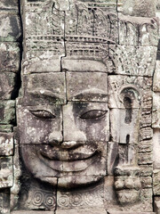 Fototapeta na wymiar Famous face of Bayon Temple