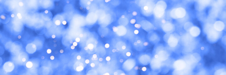 Obraz premium Colorful bokeh background. Business blurry wallpaper. Abstract soft texture. Dreamy sunlights. Card decoration. Glamour backdrop. Horizontal long banner. BLue colors. Horizontal banner