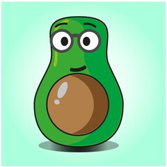 Cute half avocado emoticon cartoon mascot character design
