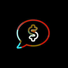 Symbol comment dollar from multi-colored circles and stripes. Red, brown, blue, white