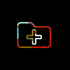 Symbol folder plus from multi-colored circles and stripes. Red, brown, blue, white