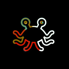 Symbol pastafarianism from multi-colored circles and stripes. Red, brown, blue, white