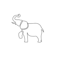 One continuous line drawing of big cute elephant company logo identity. African zoo animal icon concept. Trendy single line draw design graphic vector illustration