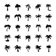 Glyph Vector Icons Set of Trees