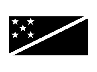 Solomon Islands Flag Black and White. Country National Emblem Banner. Monochrome Grayscale EPS Vector File.