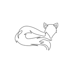 One continuous line drawing of cute fox business logo icon. Multinational company identity concept. Modern single line draw vector design graphic illustration
