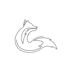 One single line drawing of cute fox company logo identity. City zoo icon concept. Dynamic continuous line draw design vector graphic illustration