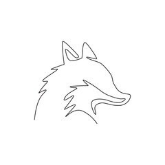 One continuous line drawing of cute fox business logo icon. Multinational company identity concept. Modern single line vector draw design graphic illustration